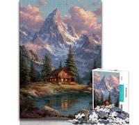1000 Piece Jigsaw Puzzles Beautiful Log Cabin Teenager Jigsaw,Brain Intelligence Challenge Addictive Toys for Home Decoration (size 38x26cm)