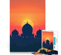1000 Piece Jigsaw Puzzles- Beautiful Mosque at Sunset Neat Edge Decor Thinking Training Toy Easy Time Fun Birthday Game Gift (38x52cm)