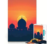 1000-piece Jigsaw Puzzles Beautiful Mosque at Sunset Perfect Edge Play Brain Skill Play Slow Play Fun Birthday Mind Gift (38x26cm)