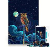 1000 Piece Jigsaw Puzzles- Beautiful Owl At Night Accurate Cut Fun Thinking Fun Game Slow Time Fun Christmas Home Art (50x75cm)