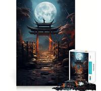 1000 Piece Jigsaw Puzzles- Beautiful Torri Gate Moon Accurate Cut Fun Thinking Fun Game Slow Time Fun Christmas Home Art (38x52cm)