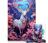 1000 Piece Jigsaw Puzzles- Beautiful Trippy Deer Accurate Cut Fun Thinking Fun Game Slow Time Fun Christmas Home Art (38x26cm)