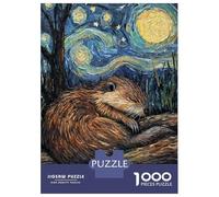 1000-piece Jigsaw Puzzles Beaver Sleeping Starry Night Teenager Puzzles Anti-Stress Toys Perfect Decoration Birthday And Unique Gifts 70x50cm/1000pcs