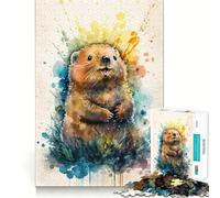 1000 Piece Jigsaw Puzzles- Beaver Watercolor Sketch Accurate Cut Fun Thinking Fun Game Slow Time Fun Christmas Home Art (38x26cm)