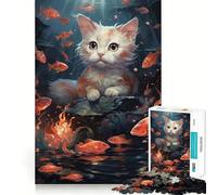 1000 Piece Jigsaw Puzzles- Becoming Koi Kitten Accurate Cut Fun Thinking Fun Game Slow Time Fun Christmas Home Art (38x52cm)