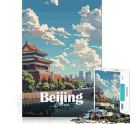 1000 Piece Jigsaw Puzzles- Beijing Cityscape Accurate Cut Fun Thinking Fun Game Slow Time Fun Christmas Home Art (50x75cm)