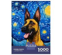 1000 Piece Jigsaw Puzzles- Belgian Malinois Night Jigsaws for Adults DIY Toys Perfect Decoration Deal As Gifts for The Whole Family 52x38cm/1000pcs