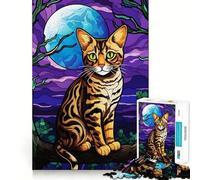 1000 Piece Jigsaw Puzzles Bengal Cat in The Wild Clean Fit Decor Smart Mind Activity Cozy Time Play Christmas Fun Gift (38x52cm)