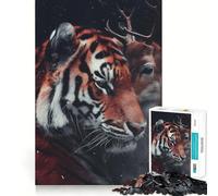 1000 Piece Jigsaw Puzzles Bengal Tiger Deer Love Clean Fit Decor Smart Mind Activity Cozy Time Play Christmas Fun Gift (38x52cm)