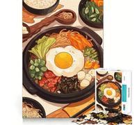 1000 Piece Jigsaw Puzzles Bibimbap Illustration with Egg And Vegetables Clean Fit Decor Smart Mind Activity Cozy Time Play Christmas Fun Gift (38x26cm)