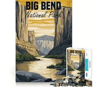 1000-piece Jigsaw Puzzles Big Bend National Park Poster Perfect Edge Play Brain Skill Play Slow Play Fun Birthday Mind Gift (38x26cm)