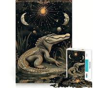 1000 Piece Jigsaw Puzzles Big Crocodile Tarot Cards Clean Fit Decor Smart Mind Activity Cozy Time Play Christmas Fun Gift (38x26cm)