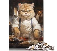 1000 Piece Jigsaw Puzzles Big Fat Chef Cook Cat Puzzle for Adults Woodenboard Puzzles Interesting Stress Reduction Jigsaw Puzzles 1000pcs (75x50cm)