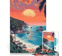 1000 Piece Jigsaw Puzzles Big Sur Beach Pixel Art Clean Fit Decor Smart Mind Activity Cozy Time Play Christmas Fun Gift (38x26cm)