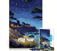 1000 Piece Jigsaw Puzzles- Big Sur California Night Landscape Accurate Cut Fun Thinking Fun Game Slow Time Fun Christmas Home Art (38x26cm)