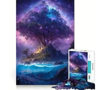 1000 Piece Jigsaw Puzzles- Big Tree on The Island Neat Edge Decor Thinking Training Toy Easy Time Fun Birthday Game Gift (38x52cm)