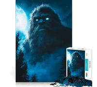 1000 Piece Jigsaw Puzzles- Bigfoot in The Moonlight Neat Edge Decor Thinking Training Toy Easy Time Fun Birthday Game Gift (38x26cm)