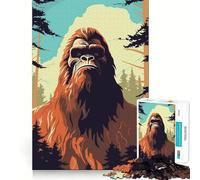 1000 Piece Jigsaw Puzzles- Bigfoot Simple Vector Art Accurate Cut Fun Thinking Fun Game Slow Time Fun Christmas Home Art (50x75cm)
