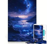 1000 Piece Jigsaw Puzzles Bioluminescent River Under Starry Sky Clean Fit Decor Smart Mind Activity Cozy Time Play Christmas Fun Gift (50x75cm)