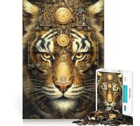 1000 Piece Jigsaw Puzzles- Biomechanical Tiger Accurate Cut Fun Thinking Fun Game Slow Time Fun Christmas Home Art (38x52cm)