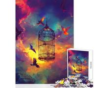 1000-piece Jigsaw Puzzles Birds Escaping from A Cage Home Decoration Toys Great Gifts And Toys Practical Game Decompressing Intellectual Size 38x26cm