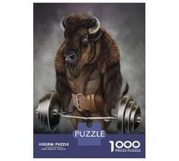1000-piece Jigsaw Puzzles Bison Buffalo Workout Adult Jigsaw Puzzle Hands-on Game Difficult Challenge Parent-child Interaction 38x26cm/1000pcs
