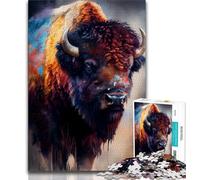 1000 Piece Jigsaw Puzzles Bison Ink Painting 1000 Piece Jigsaw,Stress Reliever Staycation Kill Time Parent-child Interaction (size 38x26cm)