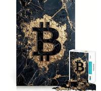 1000 Piece Jigsaw Puzzles- Bitcoin Black And Gold Marble Neat Edge Decor Thinking Training Toy Easy Time Fun Birthday Game Gift (50x75cm)