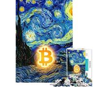 1000 Piece Jigsaw Puzzles Bitcoin Starry Night Puzzles for Teenagers Difficult Hard Every Piece Is Unique Toys Educational Games (Size 50x75cm)