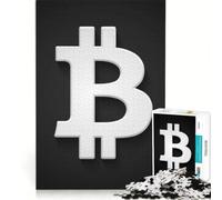 1000 Piece Jigsaw Puzzles Bitcoin Symbol, Brain Teaser Game, Home Decoration, with Fully Interlocking Randomly Shaped Pieces 38x26cm