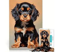 1000 Piece Jigsaw Puzzles Black And Tan Cavalier King Charles Spaniel Puppy Clean Fit Decor Smart Mind Activity Cozy Time Play Christmas Fun Gift (38x52cm)
