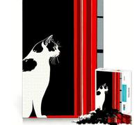 1000 Piece Jigsaw Puzzles- Black And White Cat by Window Smooth Cut Play Cognitive Play Gift Restful Play Time Birthday Game Gift (38x52cm)