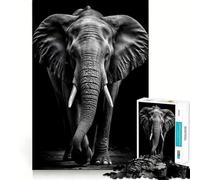 1000 Piece Jigsaw Puzzles- Black And White Elephant Smooth Cut Play Cognitive Play Gift Restful Play Time Birthday Game Gift (50x75cm)