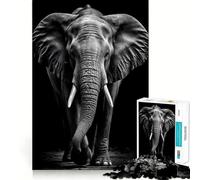 1000 Piece Jigsaw Puzzles- Black And White Elephant Smooth Cut Play Cognitive Play Gift Restful Play Time Birthday Game Gift (38x26cm)
