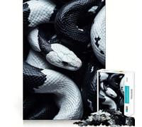 1000 Piece Jigsaw Puzzles Black And White Snakes Clean Fit Decor Smart Mind Activity Cozy Time Play Christmas Fun Gift (38x26cm)