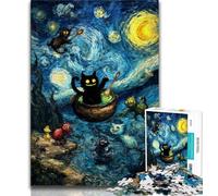 1000 Piece Jigsaw Puzzles Black Cat Art 1000 Piece Puzzle,Artistic Wall Decor & Birthday Gift Idea for Friends, Home Office 38x26cm