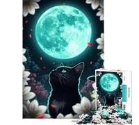 1000 Piece Jigsaw Puzzles- Black Cat Gazing at Moon Difficult And Challenge Analysis And Logic DIY Toys for And from 14 Years And over (38X26CM)