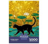 1000 Piece Jigsaw Puzzles- Black Cat in Lotus Pond Jigsaws for Adults DIY Toys Perfect Decoration Deal As Gifts for The Whole Family 70x50cm/1000pcs