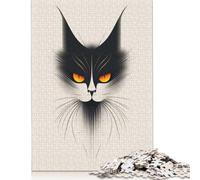 1000 Piece Jigsaw Puzzles Black Cat Vector Portrait with Glowing Orange Eyes Jigsaw Puzzles for Adults Woodenboard Puzzles Challenging To Complete But Fun And Humorous 1000pcs (75x50cm)