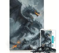 1000 Piece Jigsaw Puzzles Black Dragon in Storm Precise Fit Game, Creative Fun Toy, Peace Game Play, Christmas Calm Gift (38x26cm)