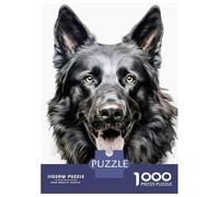 1000-piece Jigsaw Puzzles Black German Shepherd Portrait Adult Jigsaw Hands-on Game A Work of Art Unique Gifts for Birthday And Christmas 52x38cm/1000pcs