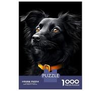 1000-piece Jigsaw Puzzles Black & Gold Border Collie Jigsaws for Adults Brain Teaser Game Improve Memory Unique Gifts for Birthday And Christmas 52x38cm/1000pcs