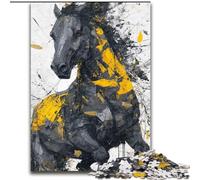 1000 Piece Jigsaw Puzzles Black Golden Horse, Brain Teaser For Wall Decoration Unique Birthday And Xmas Gifts for for Age 14 (Size 50x75cm)