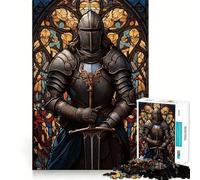 1000 Piece Jigsaw Puzzles Black Knight Stained Glass Precise Fit Game, Creative Fun Toy, Peace Game Play, Christmas Calm Gift (38x26cm)
