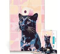 1000-piece Jigsaw Puzzles Black Panther with Toilet Paper Roll Accurate Cut Art, Mental Challenge Toy, Easy Play Game, Birthday Mind Gift (38x26cm)
