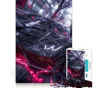 1000-piece Jigsaw Puzzles Black Sports Car with Red Lightning Accurate Cut Art, Mental Challenge Toy, Easy Play Game, Birthday Mind Gift (50x75cm)