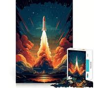 1000-piece Jigsaw Puzzles Blast Off Space Rocket Accurate Cut Art, Mental Challenge Toy, Easy Play Game, Birthday Mind Gift (38x26cm)