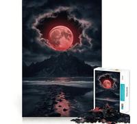 1000-piece Jigsaw Puzzles Blood Moon Over Mountains Accurate Cut Art, Mental Challenge Toy, Easy Play Game, Birthday Mind Gift (38x52cm)