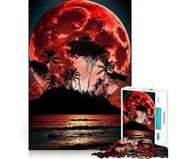 1000 Piece Jigsaw Puzzles Blood Moon Tropical Island Precise Fit Game, Creative Fun Toy, Peace Game Play, Christmas Calm Gift (38x26cm)