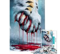 1000 Piece Jigsaw Puzzles Bloody Tiger Paw Digital Art for Educational Game Challenge Toy Brain Teaser Game Perfect Decoration Gifts for Women Men (Size 38x26cm)
